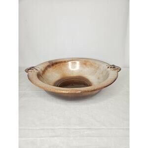 Vintage Dryden Ozark Pottery LARGE BOWL Hot Springs Arkansas Brown w Cream